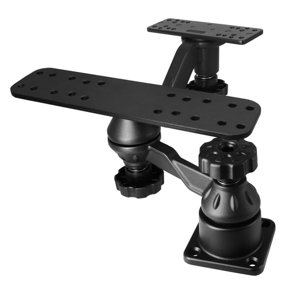 WINDFRD Aluminum Dual-Screen Fish Finder Mount, Dual-Joint Adjustable Arms for 5"-10" Depth Finders, Compatible with Garmin, Lowrance, Humminbird and more Marine Electronics