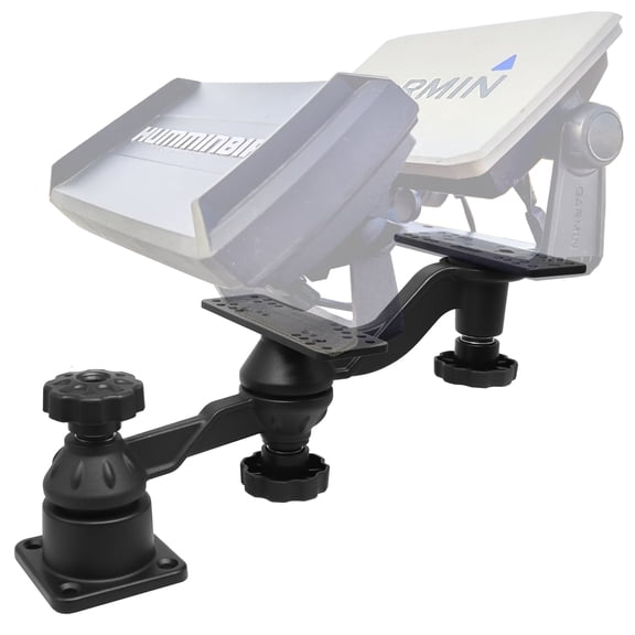 WINDFRD Aluminum Dual-Screen Fish Finder Mount, Marine Electronics Mount with Reinforced Dual Adjustable Arm for 5"-10" Depth Finder Display, Compatible with Garmin, Lowrance, Humminbird and More