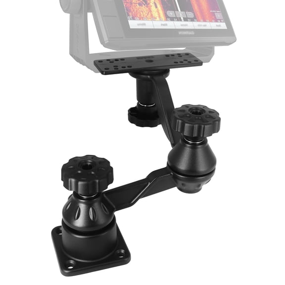 WINDFRD Aluminum Fish Finder Mount, Marine Electronics Mount with Reinforced Dual-Joint Adjustable Arm for 7"-16" Large Depth Finder Display, Compatible with Garmin, Lowrance, Humminbird and More