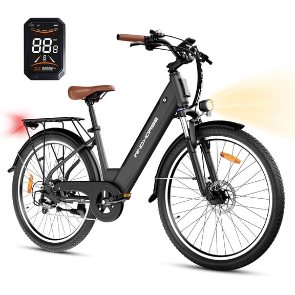 26" Electric Bike for Adults 20mph 30-50miles Range, Peak 750W High-Speed Motor Commuter Ebike with 468Wh Removable Battery, Lockable Front Suspension