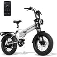thumbnail image 1 of WINDHORSE Smart E Bike for Adults, 48V 13AH Foldable Electric Bike with 750W Motor, 20MPH 50 Mile Range, 7-Gears, Dumping Power Outage, 20" Fat Tires Beach Cruiser Bike (White), 1 of 9