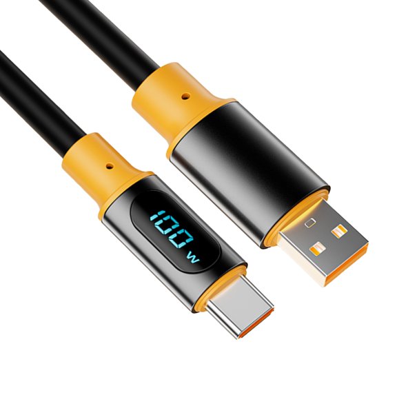 WINDLAND USB to Type C Power Cable 480Mbps Data Transfer Cord with LED Digital Display