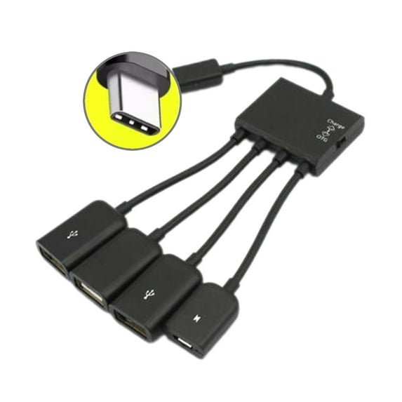 WINDLAND 1 to 4 USB Hub Cable USB TypeC Power OTG Extenders Splitters Perfect for Students and Professional