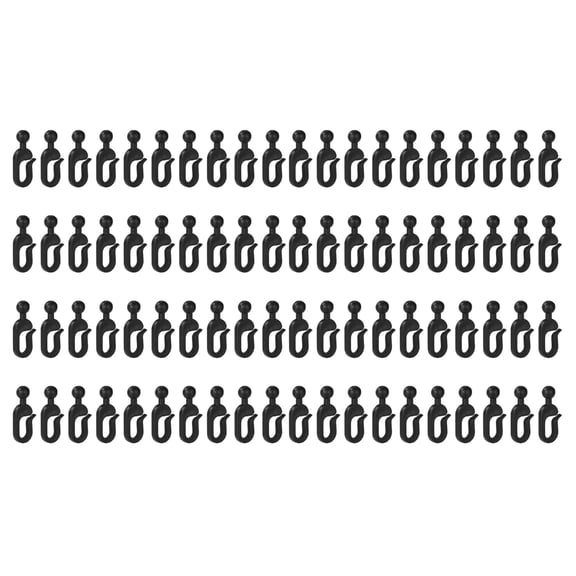 WINDLAND 100Pcs Outdoors Canopies Replacement Hooks Polished Black Design Durable Plastic Hangers For Patios Curtains And Shade Net
