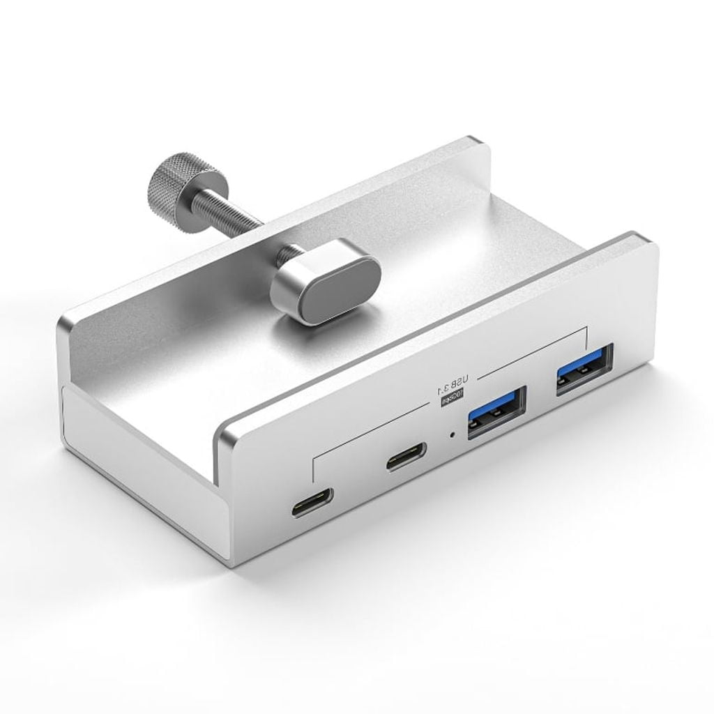 WINDLAND 4 Ports Aluminum External Dock Station USB 3.1 Type C Clip HUB 10Gbps Data Transmission for PC Desk Computer Accessories