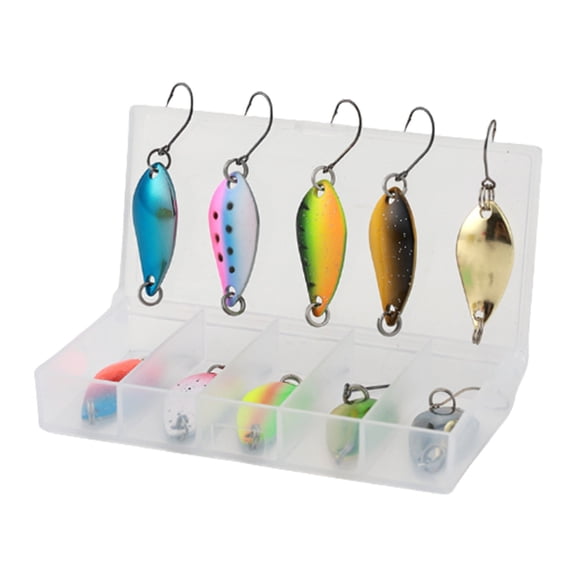 WINDLAND 10Pcs Metal Spoon Lures Baits Casting Spinner Baits Steel Single Hook Fishhooks