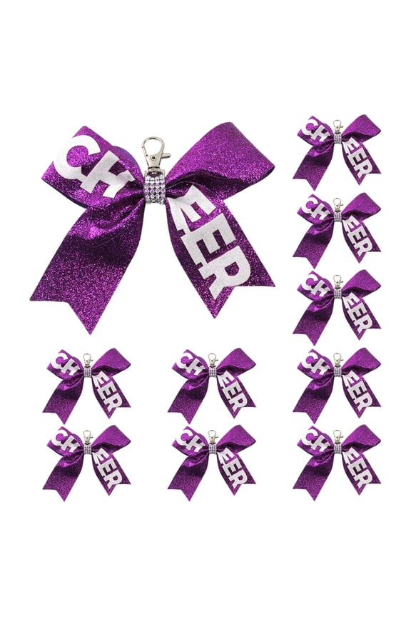 10pcs Portable Cheer Bowknot Keychains Stylish Glitters Decorated Keyrings Perfect For Cheerleaders And Supporters