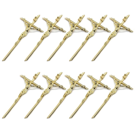 WINDLAND 10pcs Gold Crucifix Wall Cross Blessing Sacred Handheld Metal Cross Catholic Wall Decoration for Church Baptism Gift
