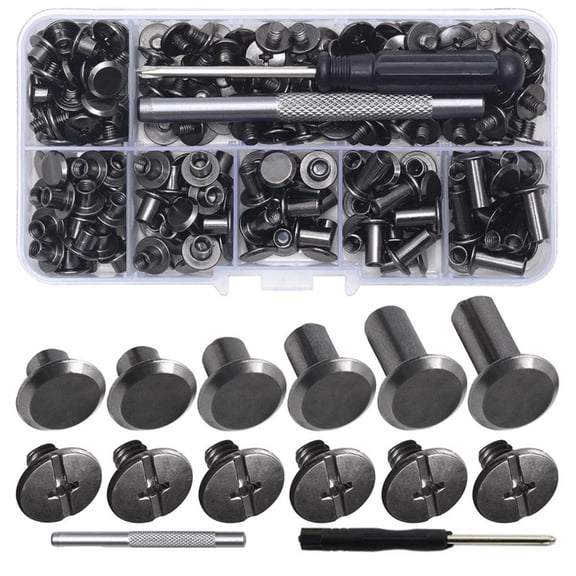 WINDLAND 110Pieces Binding Screws Crossed Head Metal Screws Rivets Book Binding Rivets