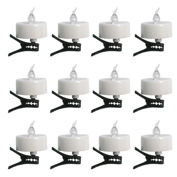 WINDLAND 12 Pack LED Candle With Clip Plastic Flameless Tealight For Desktop Decoration Holiday Celebration