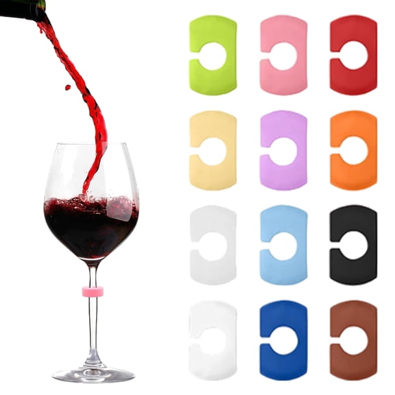 WINDLAND 12pc Silicone Drink Identifier Clips For Parties Efficient Nonslip Glass Markers With Multiple Color