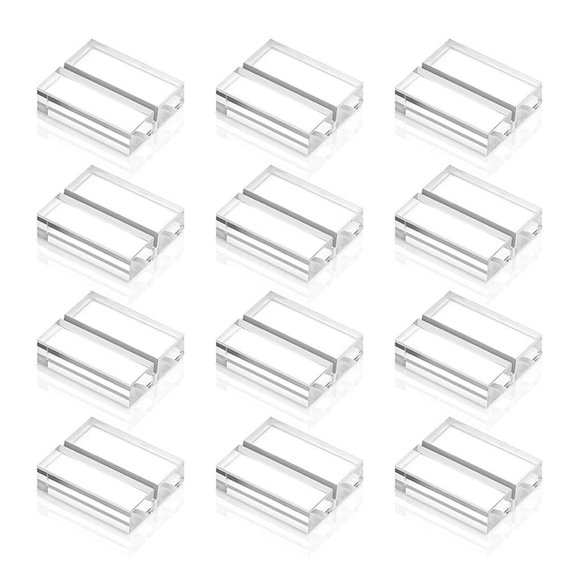 WINDLAND 12pcs Acrylic Slotted Name Place Card Holder Stand for Wedding Photo Office Menu