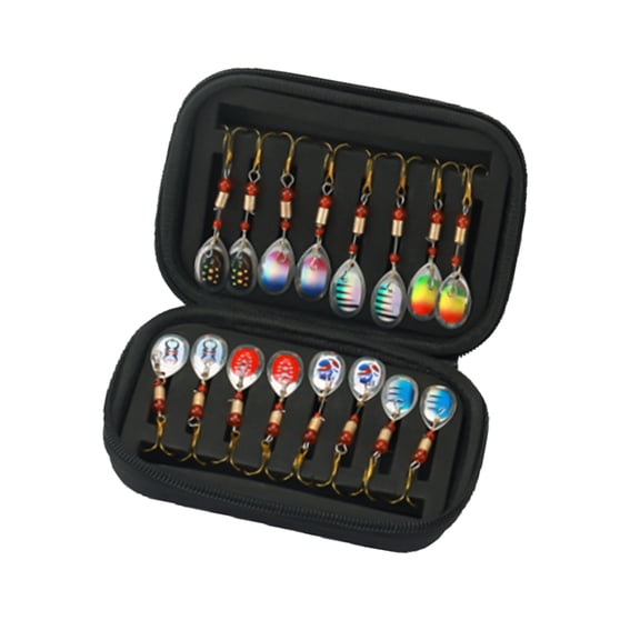 WINDLAND 16pc Hard Metal Fishing Lure Spinner Baits Artificial Spinnerbait with Carry Bag