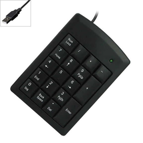 WINDLAND 18 Key Wireds Numerics Keypad USB PS2s Plugs And Play Portable Silents Keyboards