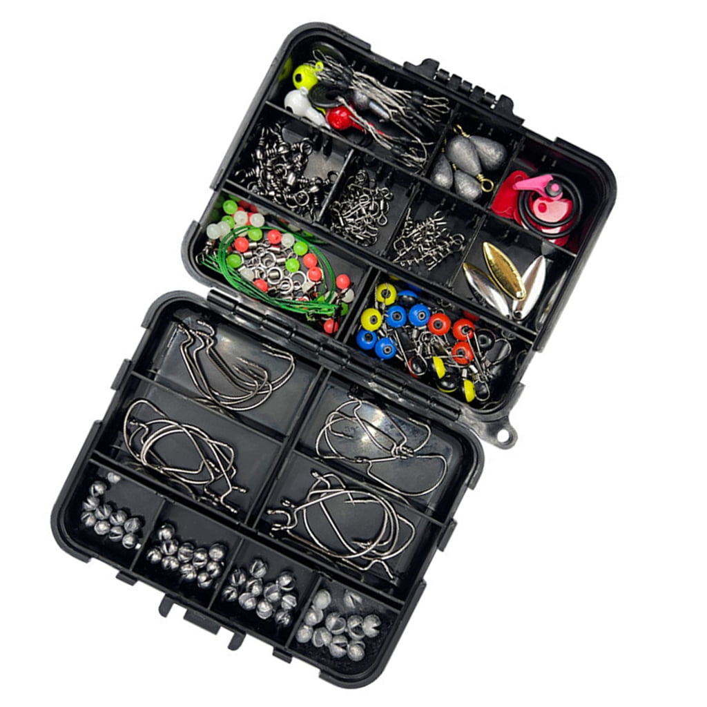 WINDLAND 188pcs Multiple Compartment Fishing Tackle Box Include Beads Fishing Accessories