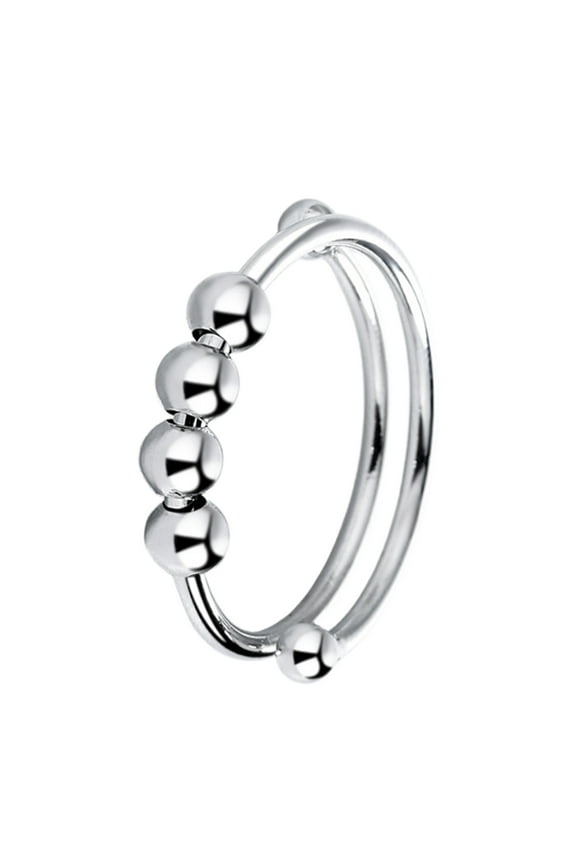 1Pieces Seven Beads Open Ring Adjustable Size Worry Meditation Ring Jewelry Gift