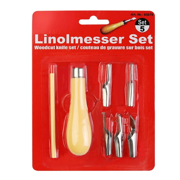 WINDLAND 2 Set Lino Cutting Tool Kits Wood Block Carving Tool Linoleum Cutter Tool