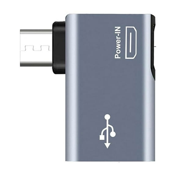 WINDLAND 2-in-1 Power-in Micro USB OTG Adapter 90 Degree Left /Right Angled Converters