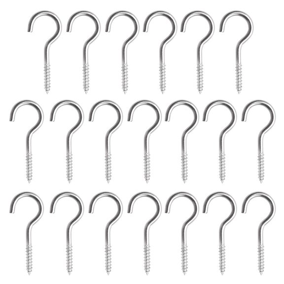 WINDLAND 20 PCS M3/M4/M5 Ceiling Hooks Stainless Steel Screw Eye Hooks ​For Outdoor Lights Birdhouses Household Threaded Hook Set