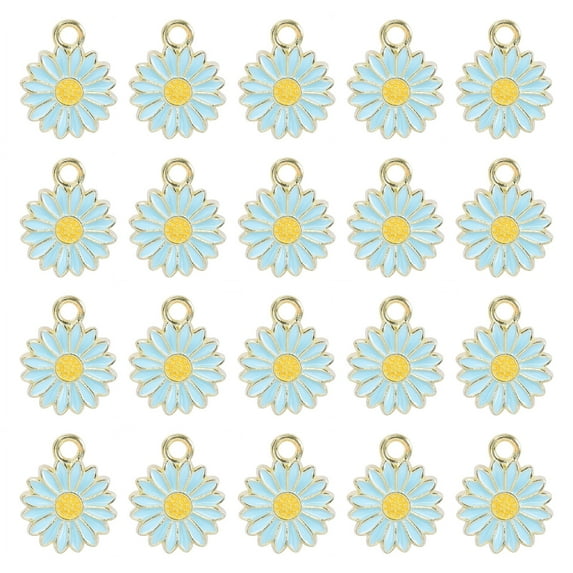 WINDLAND 20 Pcs Fashion Charm Little Daisy Flower Pendant for Necklace Jewelry Making