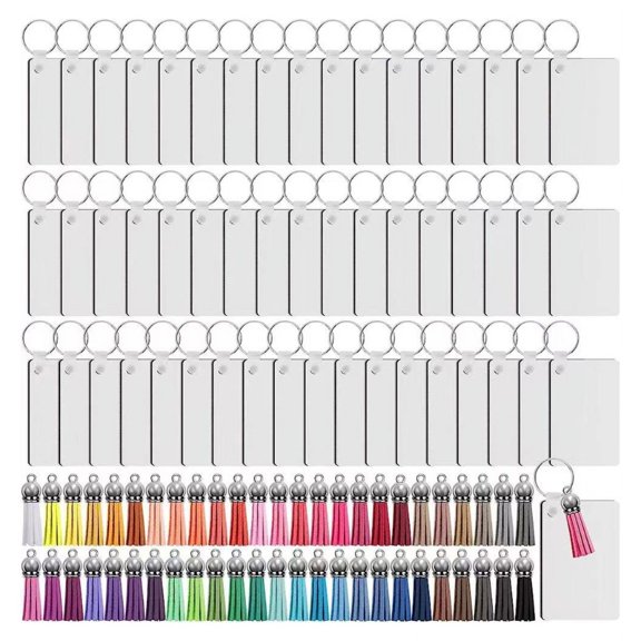 WINDLAND 200Pieces Sublimation Blanks for DIY Keychain Craft Ornament with Tassel