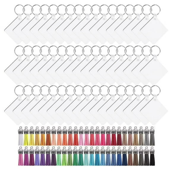 WINDLAND 200Pieces Sublimation Blanks for DIY Keychain Craft Ornament with Tassel