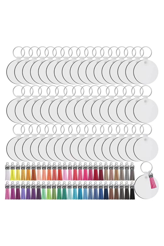 200Pieces Sublimation Blanks for DIY Keychain Craft Ornament with Tassel