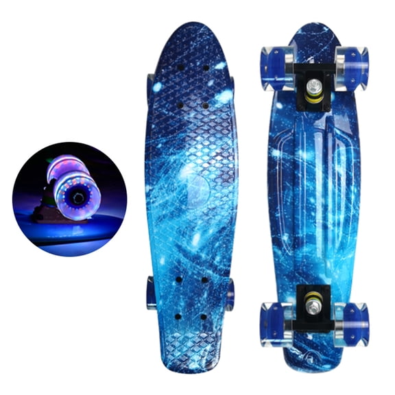 WINDLAND 22in Complete Mini Cruiser Skateboard Longboard Flashing Wheel Fish Skate Board