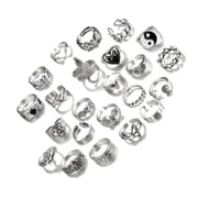 WINDLAND 24pcs Gothic Rings Set For Men And Women With Unique Designs Open Rings Jewelry