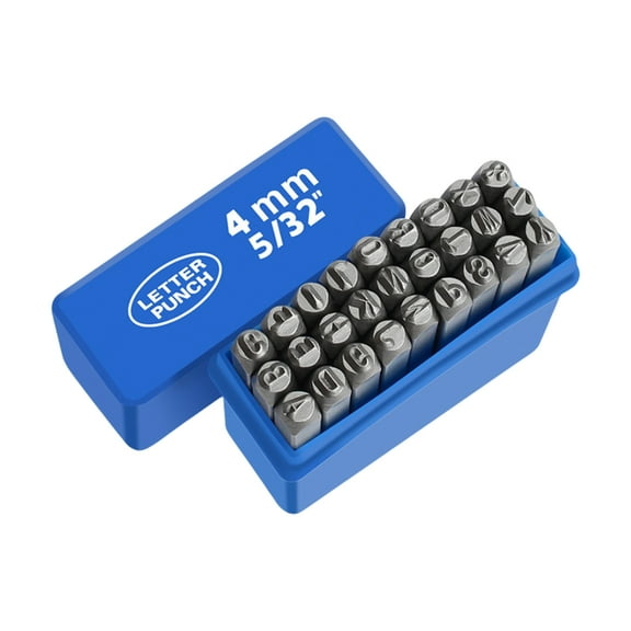 WINDLAND 27 Pcs Metal Letter Punch Set Metal Stamping Tool Set 3-8mm Letter Stamp Set