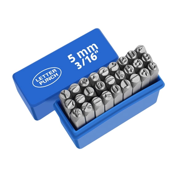 WINDLAND 27 Pcs Metal Letter Punch Set Metal Stamping Tool Set 3-8mm Letter Stamp Set