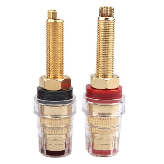 WINDLAND 2Pcs High Density Shielded Copper Binding Posts Banana Socket Connector Plugs