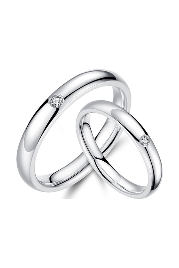 2Pieces/set Wedding Promise Rings Comfort Fit US 8.5/7 for Couple Husband & Wife