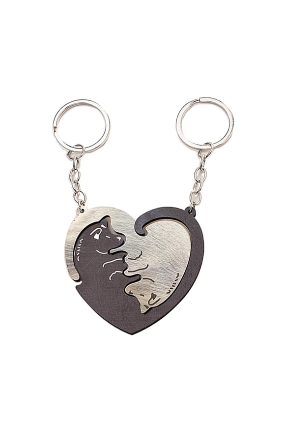 2pcs Wooden Keychain Otters Cat Pendant Keyring Personalized Matching Puzzles Key Chain for Backpack Luggage Bag Jewelry