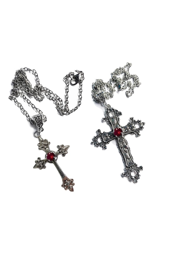 2pcs Gothic Crucifix Necklace Cross Pendant Neckchain Jewelry Stylish Jewelry