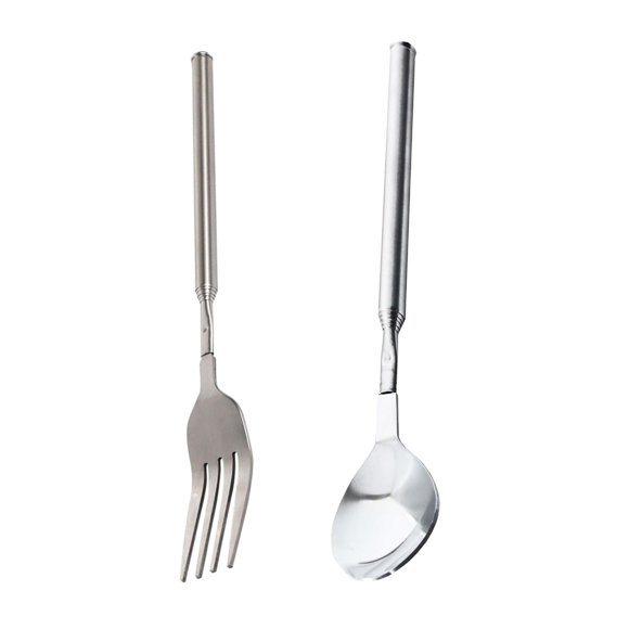 WINDLAND 2pcs Stainless Steel Adjustable Forks Spoon for BBQ Picnics and Kitchen Use
