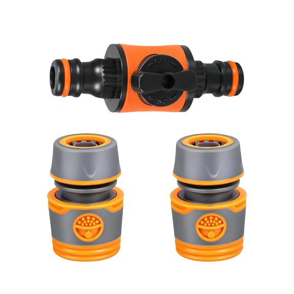 WINDLAND 3 Piece Garden Hose Connector Set Double Valves Leakproof Design Ergonomic Grip