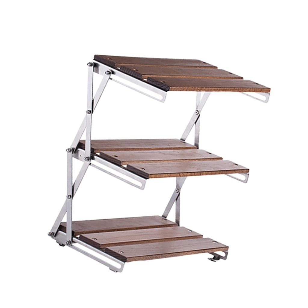 Foiding Storage Rack WINDLAND 3 Tiers Folding Storage Rack Camp Folding Storage Rack Desktop ...