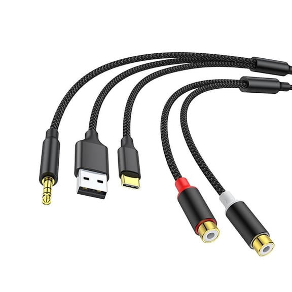 WINDLAND 3 in 1 Auditory Cable with USB TypeC,3.5mm to 2RCA for Home Theater Highly Sound