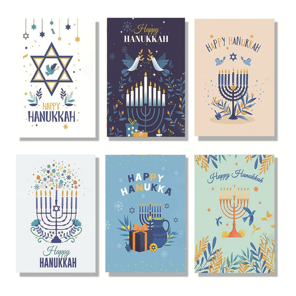 WINDLAND 30Pcs Menorah Bird Print Hanukkah Greeting Cards with Envelopes Humor Holiday Assortments Happy Hanukkah Note Card Party