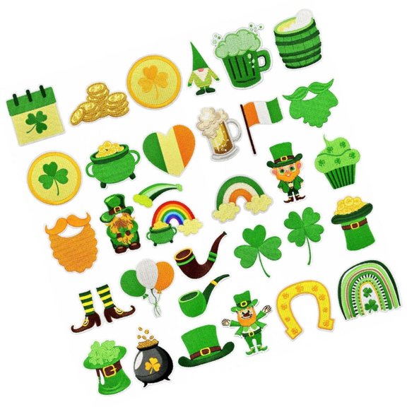 WINDLAND 32Pieces Patrick's Day Iron on Patches Sew on Patches for Clothing Jackets