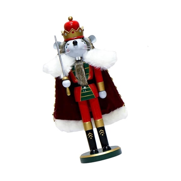 WINDLAND 36cm Wood Nutcrackers King Statue Christmas Tabletop Decoration for Home Display Stylish Handmade Desktop Ornament