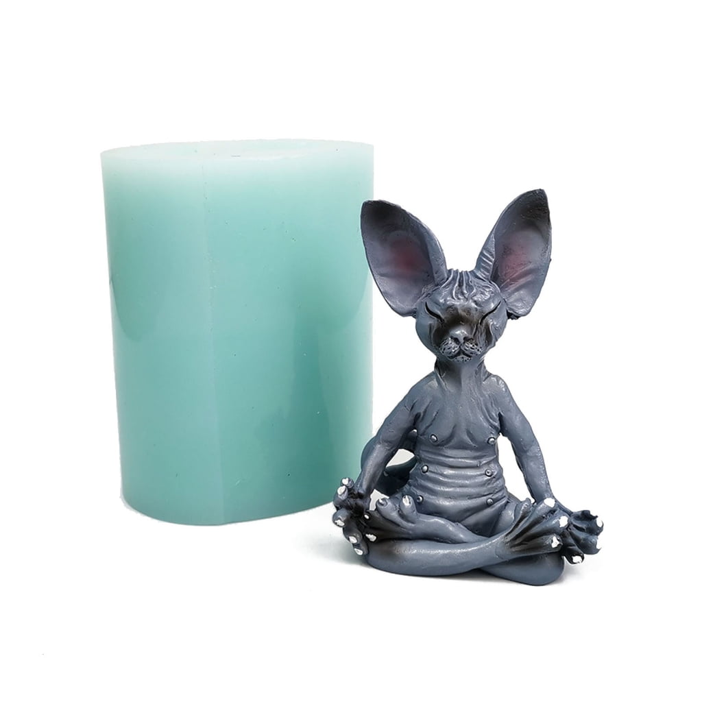 WINDLAND Cat Shape Candle Mold for Candle Making Resin Casting Epoxy Mold for Candle