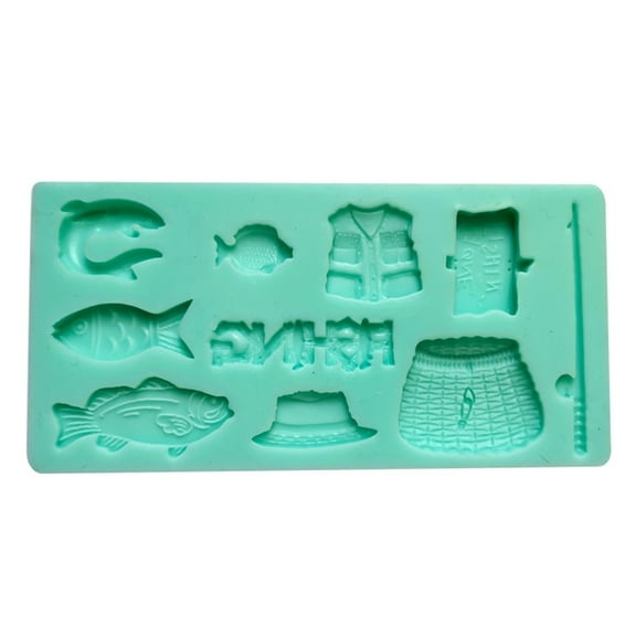 WINDLAND 3D Fondant Cute Fishing Set Shape Chocolate Candy Mold Polymer Craft DIY Molds