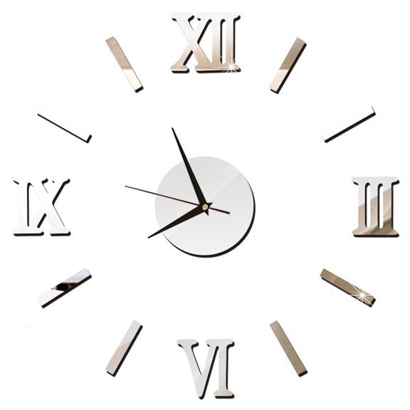 WINDLAND 3D Mirror Wall Clock Sticker DIY Acrylic Roman Number Art Decal Wallpaper