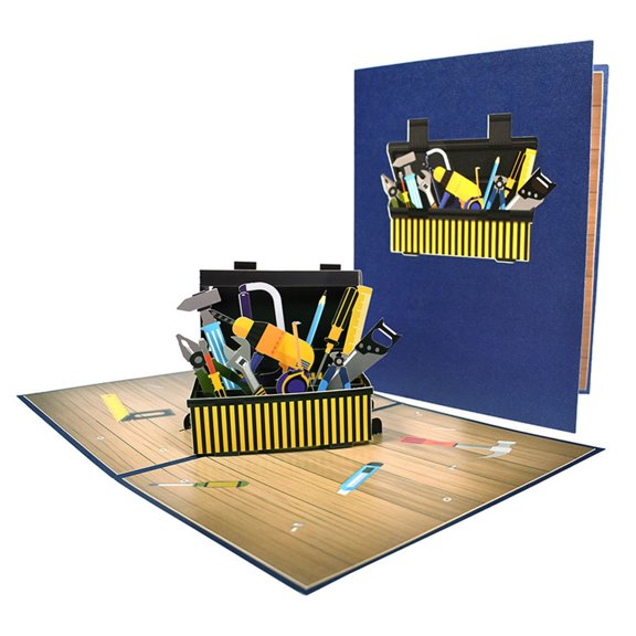 WINDLAND 3D Pop-Up Happy Birthday Cards Tool Box Greeting Cards with Envelope Fathers Day
