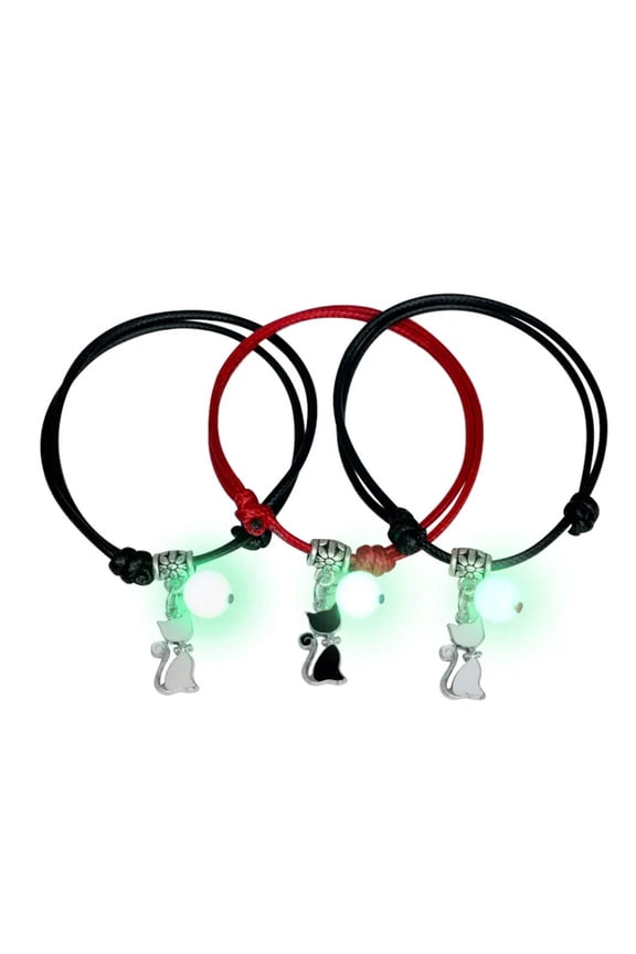 3 Pcs Couple Bracelets Love Star Moon Cat Luminous Bangles for Friendship