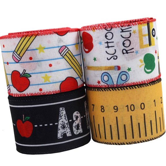 WINDLAND 4 Rolls Assorted Letter Ribbons 5 Yards Each Polyester Texture for Custom Signs Banners Bulletin Boards and Craft Projects