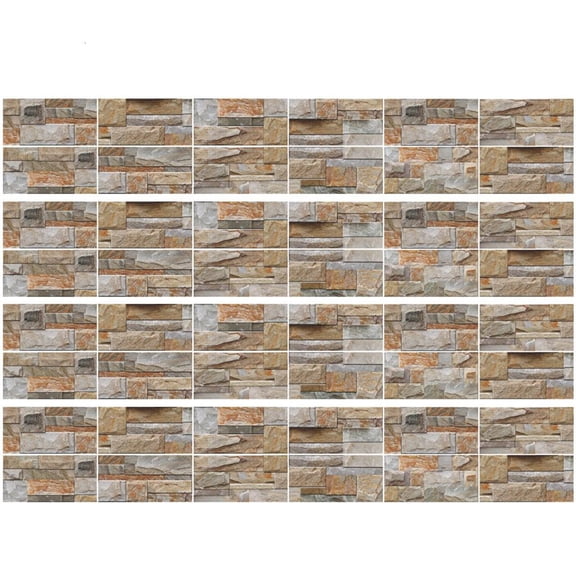 WINDLAND 48 Sheet 3D Self Adhesive Tile Stickers Peel and Stick Backsplash Floor Wall Decals Bathroom Kitchen Counter Top Decor