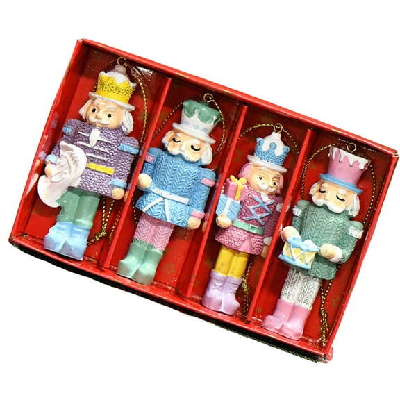 WINDLAND 4Pcs Christmas Candy Color Nutcrackers Puppets Statue Decorations Hanging Ornaments Home Christmas Holiday Party Decors